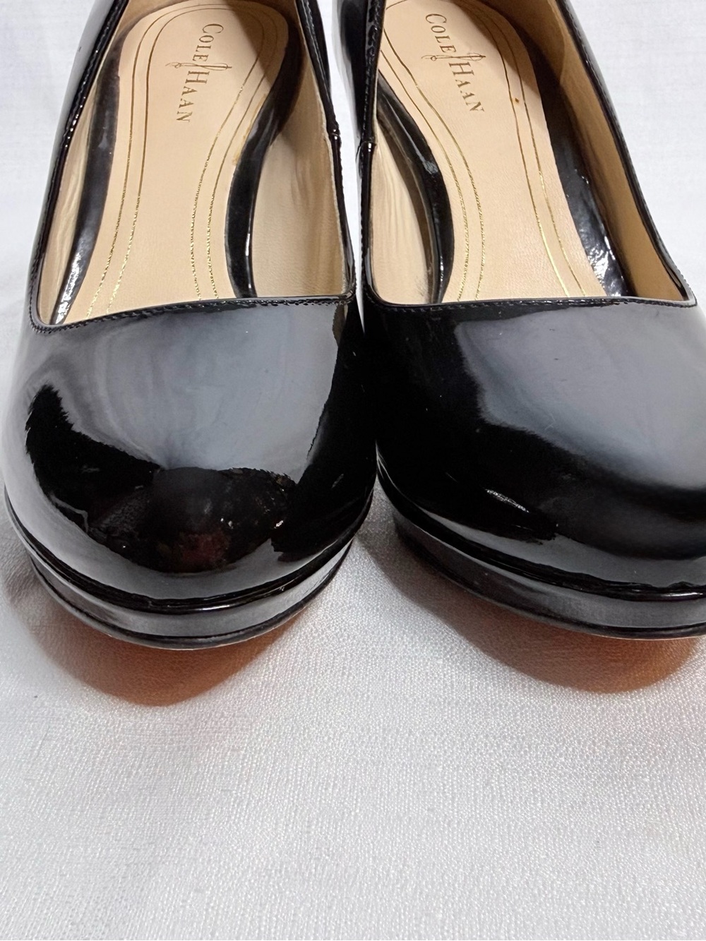 Cole Haan Nike Air Black Patent Leather Platform Pumps Heels Women’s 6B - Picture 7 of 13